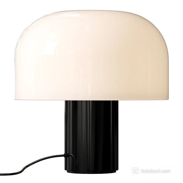 Modern Table Lamp With White Dome Lampshade And Black Sleek Base For Home Decor 3d model 