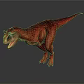 Red T-Rex Dinosaur 3D Model in Dynamic Stance on Gray Background