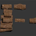 Plant Derived Wooden Logs Cut With Cross Sections Stacked On White Background