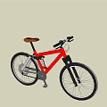 Red Mountain Bike With Black Handlebars Brown Seat And Large Tires