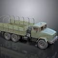 Military Green Heavy Duty Cargo Truck 3D Model With Racks 3d model