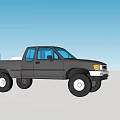 Black Pickup Truck With Extended Cab And Cargo Box In Bed