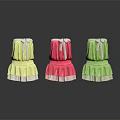 Cute Ruffled Hem Dresses in Yellow Pink Green with Bowknot Detail for Women