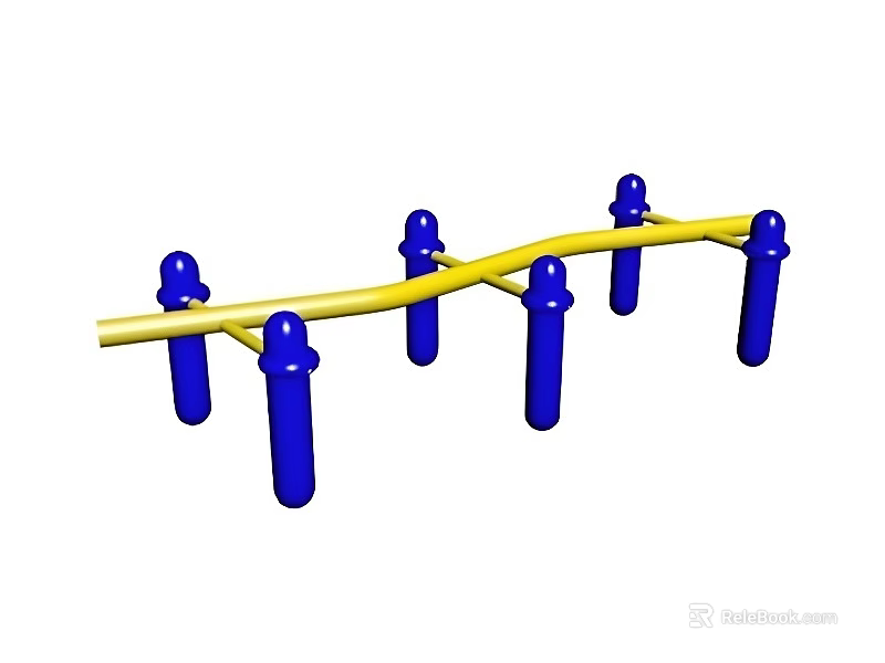 Durable Swing Door Structure With Yellow Crossbar And Blue Support Posts 3d model 