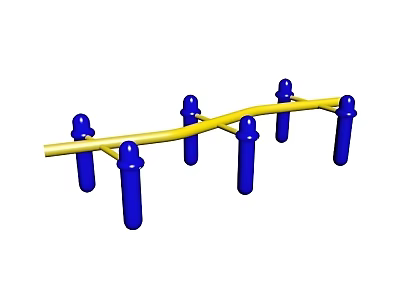 Durable Swing Door Structure With Yellow Crossbar And Blue Support Posts 3d model
