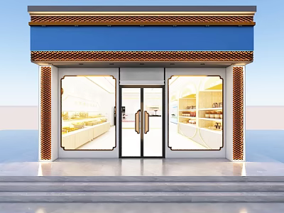 New Chinese Style Door Head Overflow Cake Shop Door Head 3d model