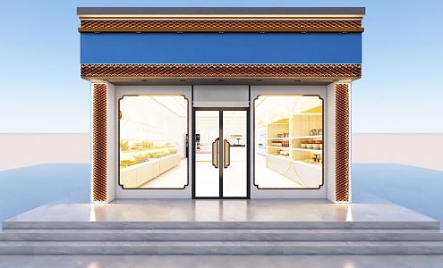 New Chinese Style Door Head Overflow Cake Shop Door Head 3d model