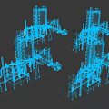 Colorful Industrial Mixing Plant Equipment with Tower Structures Piping and Transport Vehicles