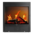 Modern Black Frame Fireplace With Burning Flames And Logs In Interior 3d model