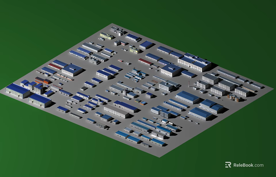 Large Scale Industrial Factory Complex Layout With Multiple Warehouses Roads And Parking Facilities 3d model