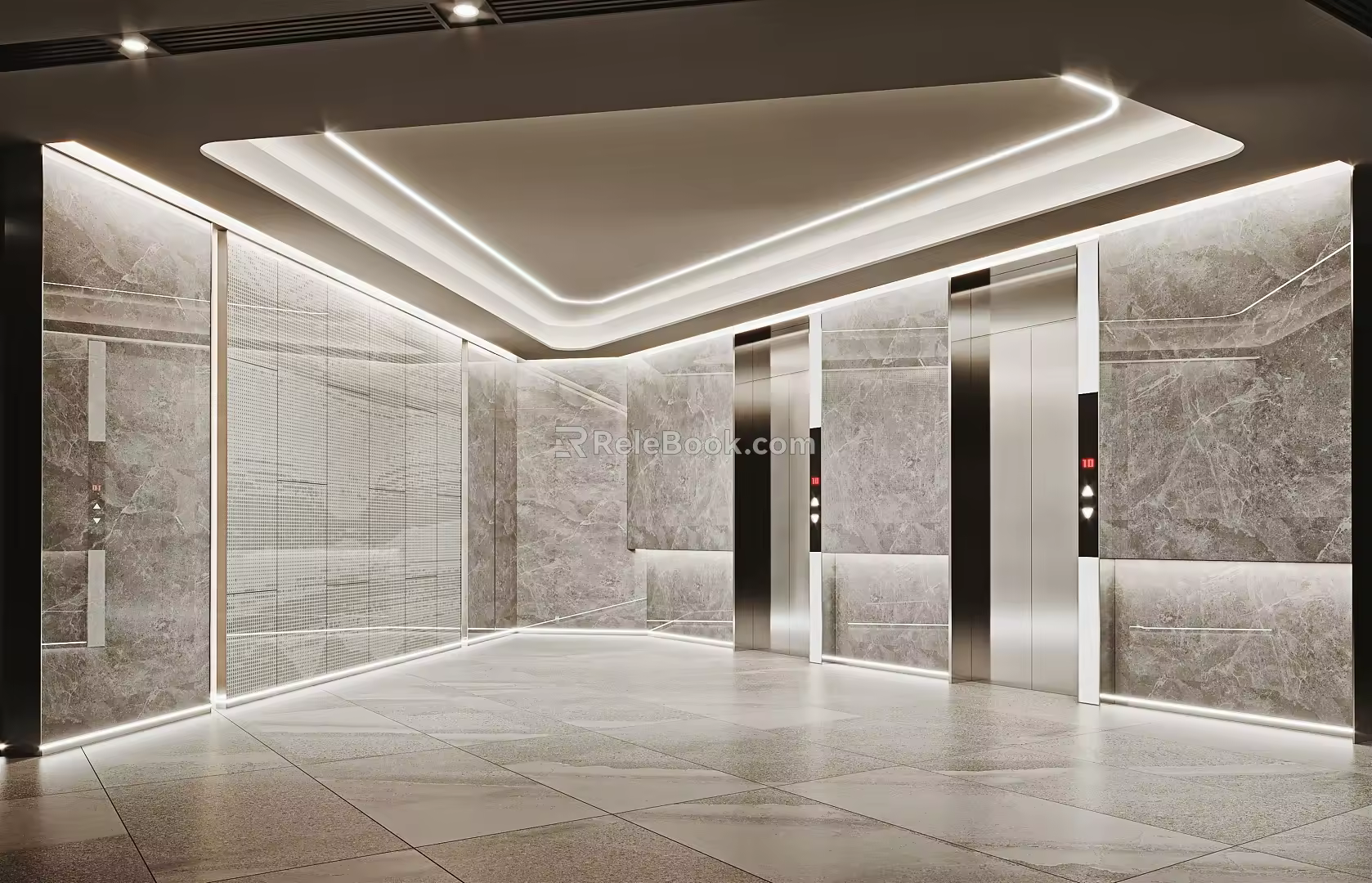 modern elevator hall elevator car 3d model
