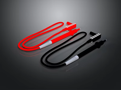 High Quality Red and Black USB Charging Cables for Electronic Devices 3d model