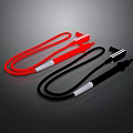 High Quality Red and Black USB Charging Cables for Electronic Devices 3d model