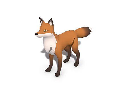 3D Rendered Fox Character With Brown Fur White Underbelly And Yellow Eyes 3d model