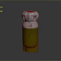 Yellow Cylindrical Military Weapon With Silver Metal Top And Red Details
