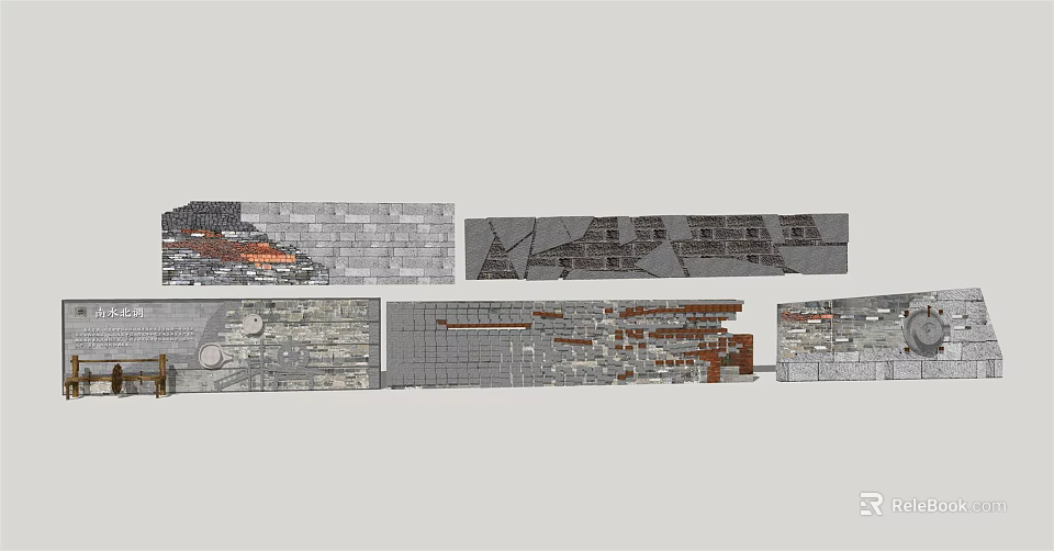 Modern Feature Wall Designs With Stone Textures And Geometric Patterns For Interior Decor 3d model