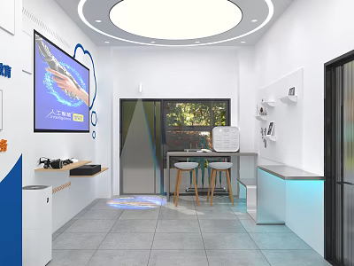 Modern Open Concept Kitchen Interior Design With Island Counter And Cabinets 3d model