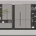 Modern Wardrobe Interior Design With White Cabinets Metal Handles And Side Green Plants