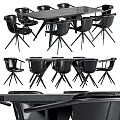 Modern Minimalist Dining Table Set With Sleek Metal Legs And Black Chairs Design