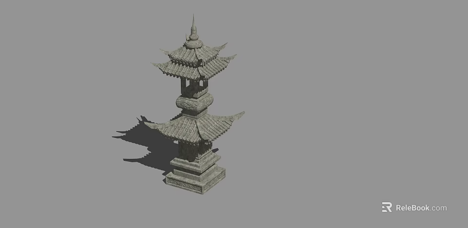 Traditional Chinese Stone Pagoda With Multiple Tiers And Curved Eaves Design 3d model 