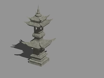 Traditional Chinese Stone Pagoda With Multiple Tiers And Curved Eaves Design 3d model