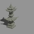 Traditional Chinese Stone Pagoda With Multiple Tiers And Curved Eaves Design