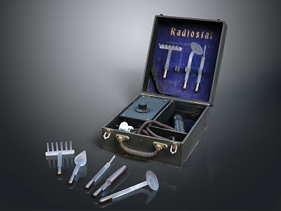 Professional Hardware Tool Set In Open Leather Case With Various Tools 3d model