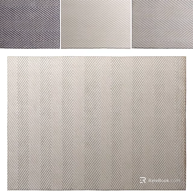 Square Area Rug With Herringbone Pattern In Neutral Tones For Modern Interiors 3d model
