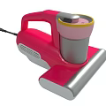 Handheld Steam Cleaning Device With Pink Handle Silver Base And Yellow Top 3d model