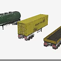 Different Types of Utility Trailers with Green Tanker Yellow Container and Flatbed Designs