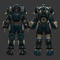 Two Blue Sci Fi Mech Characters With Detailed Armored Mechanical Bodies 3d model