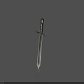 Classic Decorative Sword With Golden Hilt And Silver Blade On Blue Background