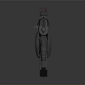 Modern Assault Weapon Design With Red And Silver Metal Components