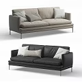 Modern Two Seater Sofa Designs in Fabric and Leather with Decorative Pillows