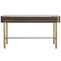 Modern Minimalist Dressing Table With Dark Wood Cabinet And Gold Metal Legs