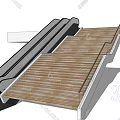 Modern Escalator Structure With Wooden Platform And 3D Model Design 3d model
