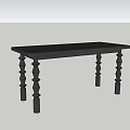 Modern Black Dining Table With Carved Decorative Legs And Rectangular Top
