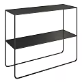 Modern Black Functional Desk With Metal Frame And Multi Tier Shelves 3d model