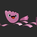 Cheerful Pink Cartoon Art Installation With Large Eyes Open Mouth And Outstretched Limbs