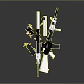 Modern Black And White Rifles With Scopes Magazines And Detailed