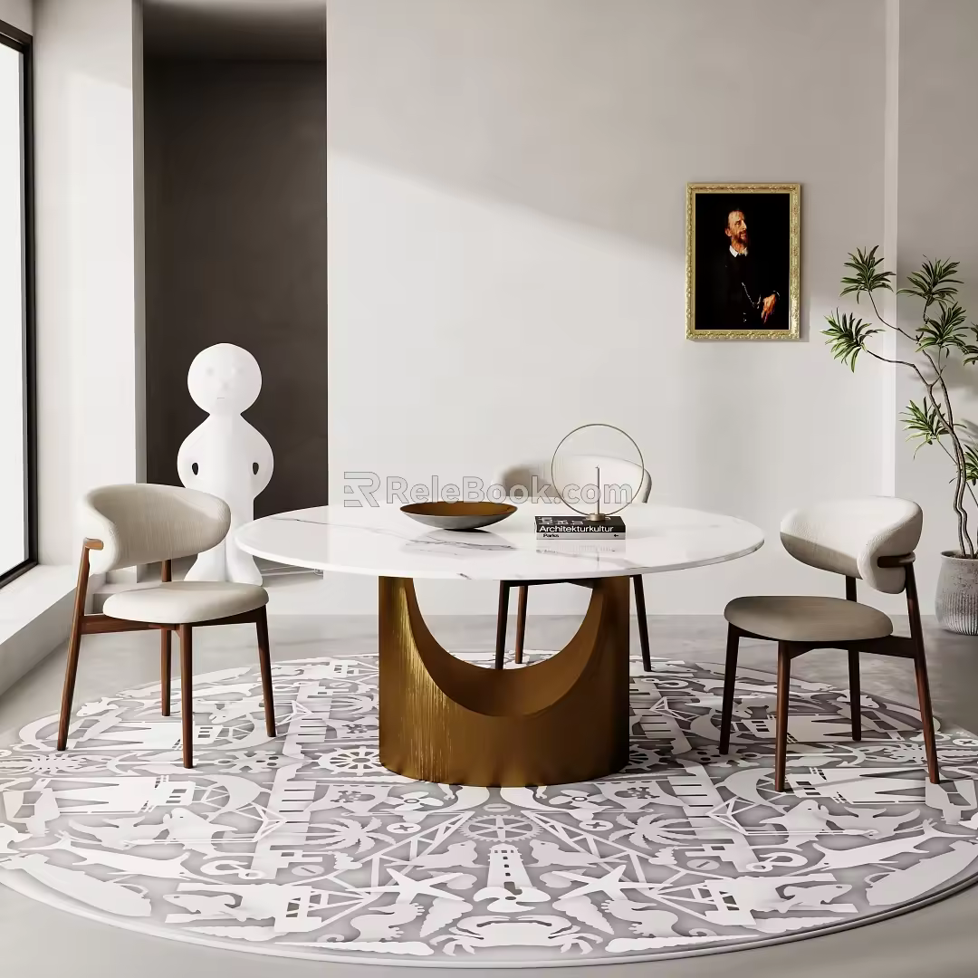Modern Marble Dining Table Round Table 3d model