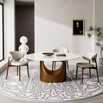 Modern Marble Dining Table Round Table 3d model
