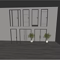 Modern Hinged Doors With Glass Panels And Black Frames In Interior 3d model
