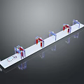 Household Items Display Stand With Multiple Compartments Red Blue Accents And White Countertop