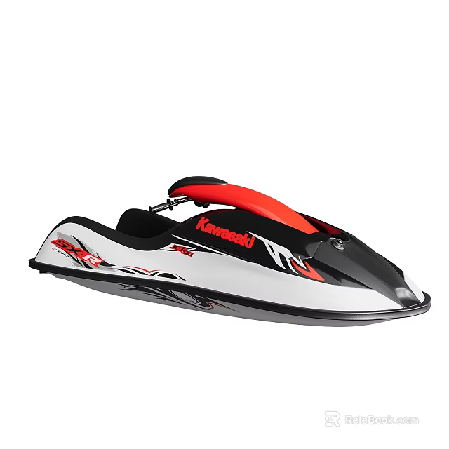Kawasaki Jet Ski Watercraft With White Black Red Design And ZX Logo 3d model 