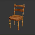 Classic Wooden Leisure Chair With Curved Backrest Decorative Wooden Knobs And Carved Legs
