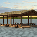 new chinese style pavilion thatched pavilion 3d model