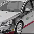 White Sedan Car with Social Alex Logo Black Roof and White Wheels