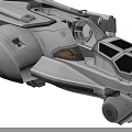 Futuristic White Spaceship Weapon With Cockpit Engines And Armored Structure