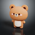 Cute Brown Cartoon Bear Doll With White Belly And Pink Cheeks